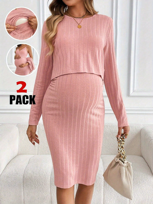 Maternity Casual Suit Sports Two-piece Autumn Clothes Autumn Top and Skirt Maternity Clothes Comfortable Work Clothes Cute