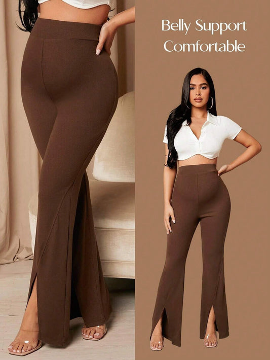 Autumn/Winter Comfortable Maternity Pants - Women's High-Waisted Flared Pants