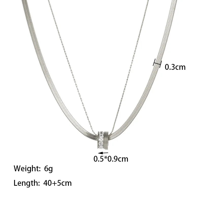 Trendy Stainless Steel Double Layer Necklace for Women Fashion