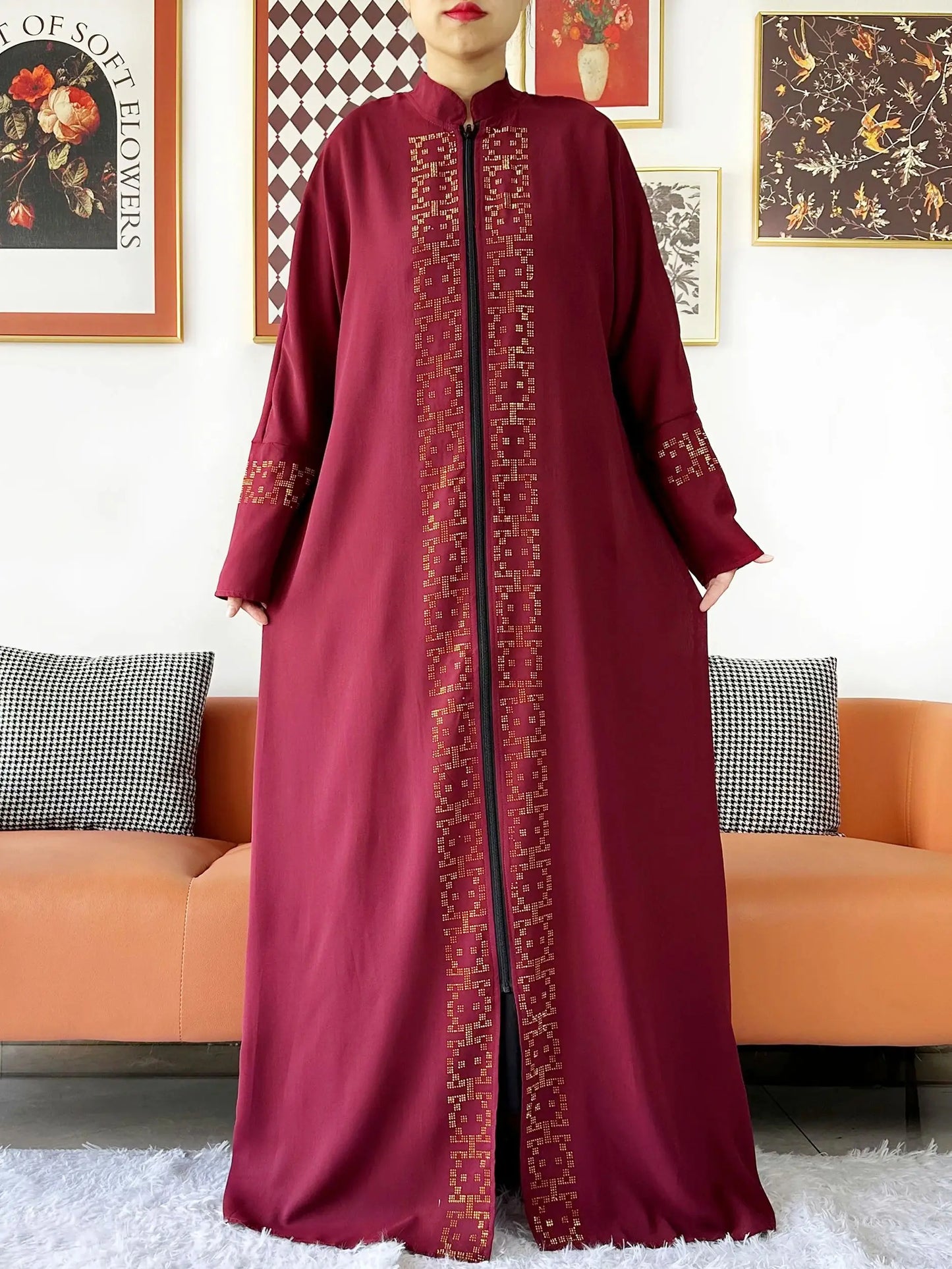 Muslim Ramadan Long Sleeve Dress Women Cardigan Open Abaya