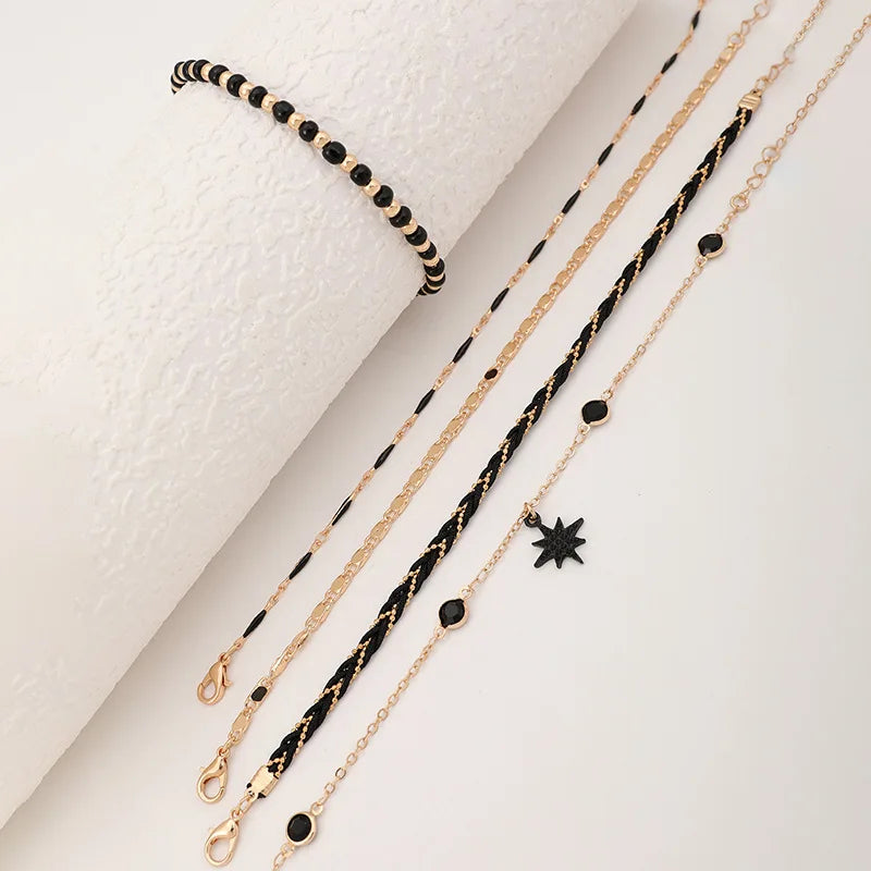 4-5pcs/Set Bohemian Woven Rope Foot Chain