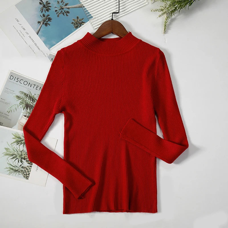 Turtleneck Sweater Women Knitted Soft