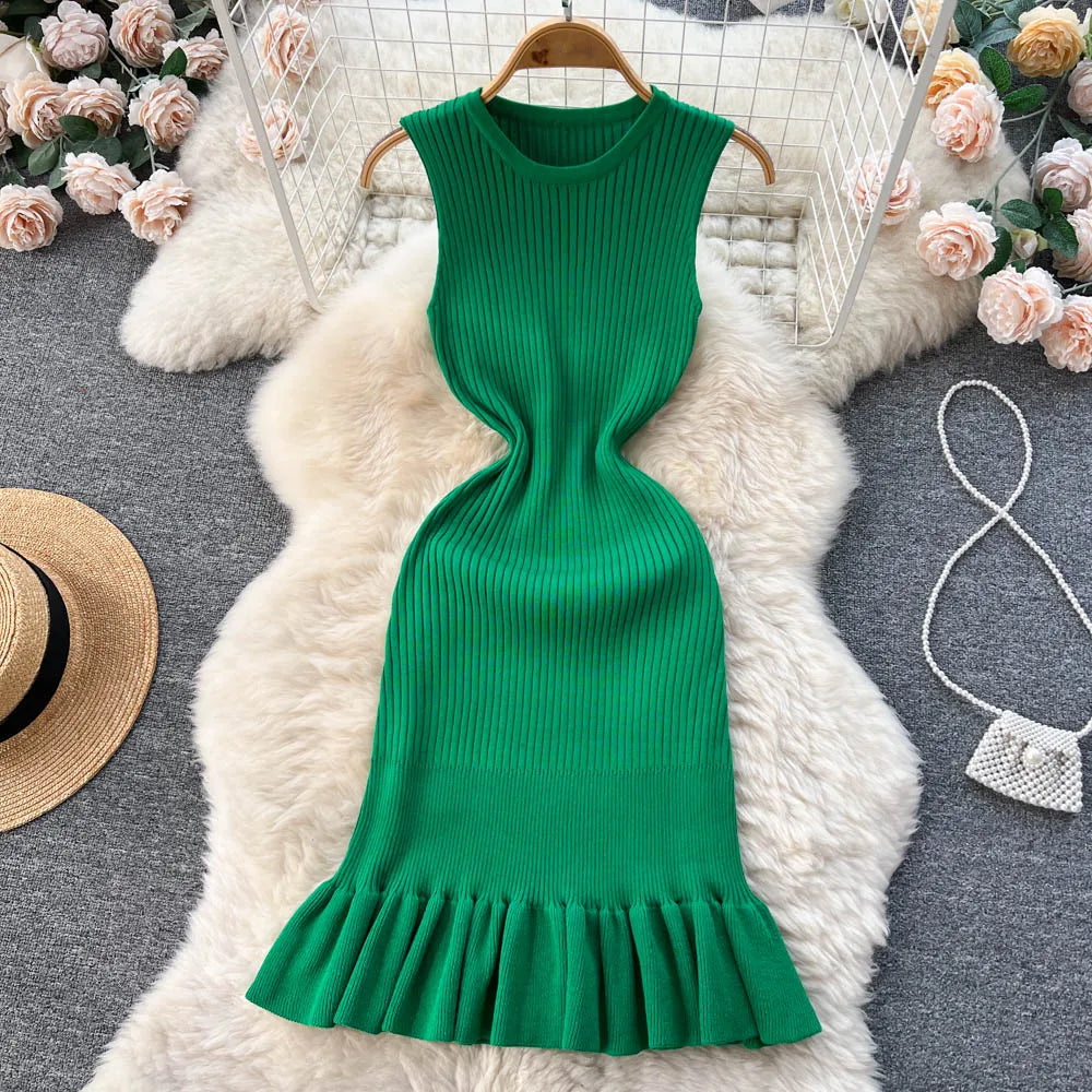 Dress Summer Fashion Y2K Knitted Bodycon Ladies Dress