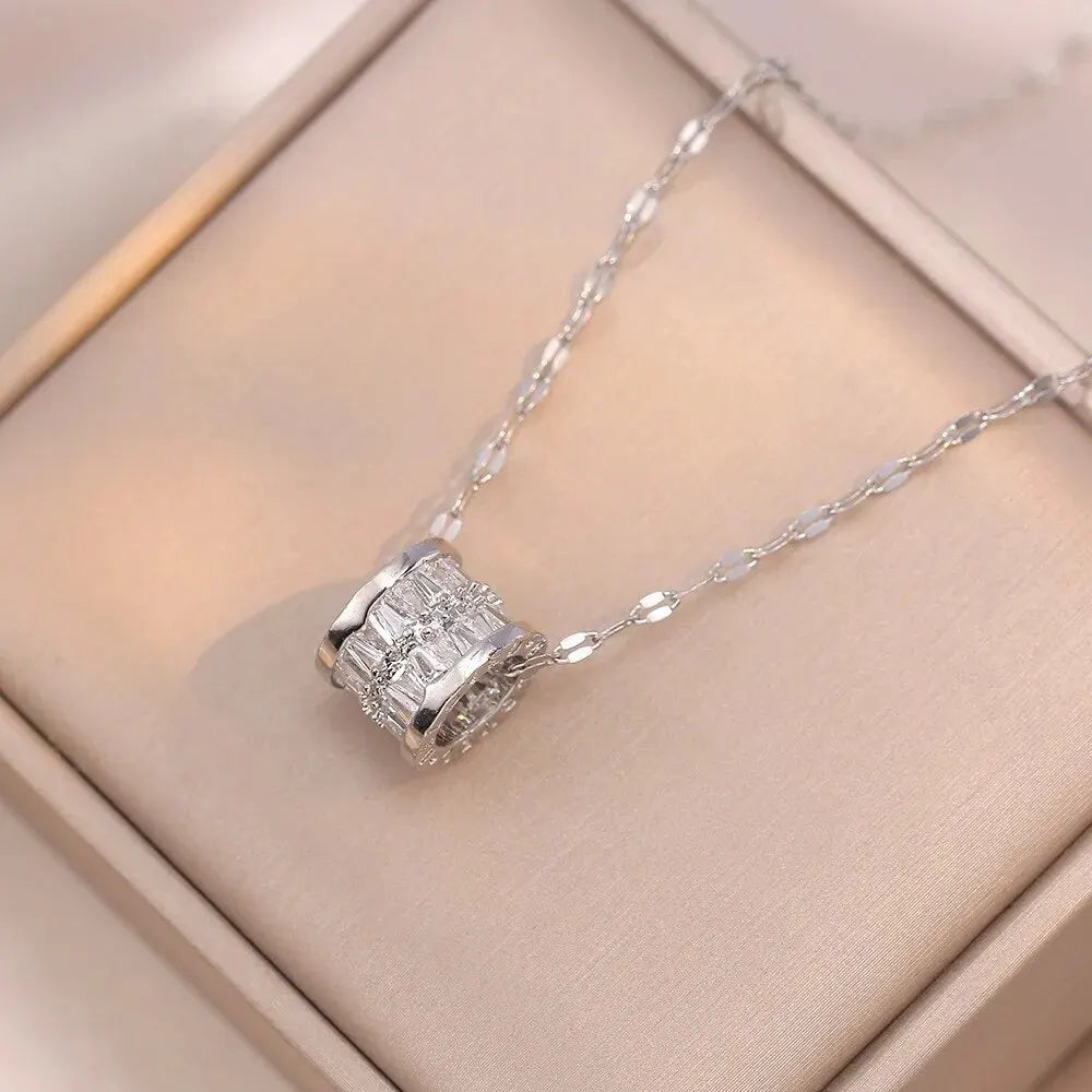 Trendy Stainless Steel Double Layer Necklace for Women Fashion