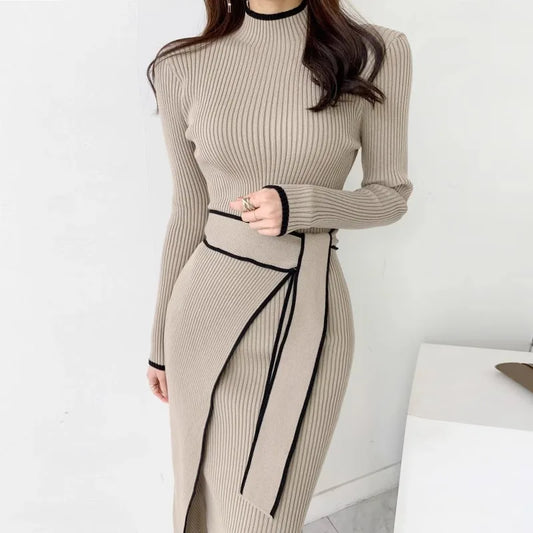 Long Dress  Fashion Khaki Black