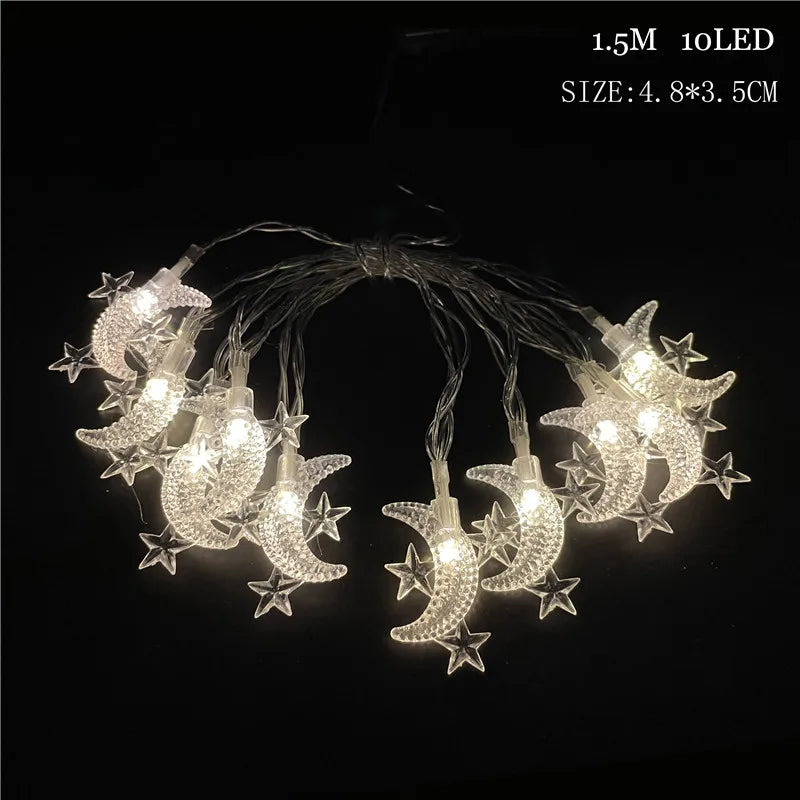 Ramadan Decoration 2025 Lighted Birch Trees Star Moon String Lights