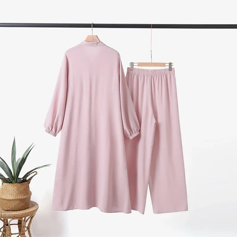 Muslim Women's  Style Long Sleeve Shirt and Pants Set