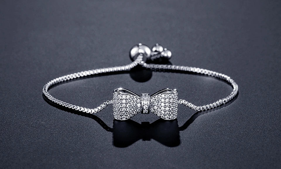 Fashion Bow Zirconia Crystal  Adjustable Bracelet & Bangle for Women