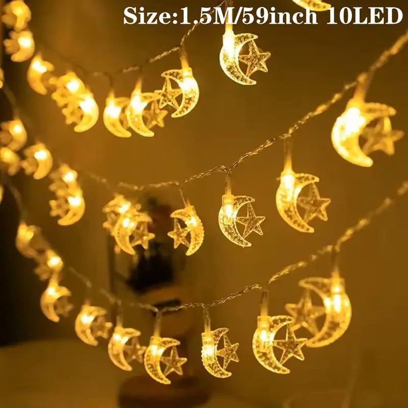 Moon Star Eid Mubarak String Light 2025 Ramadan Decoration For Home