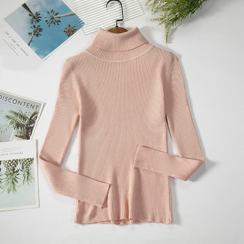 Turtleneck Sweater Women Knitted Soft