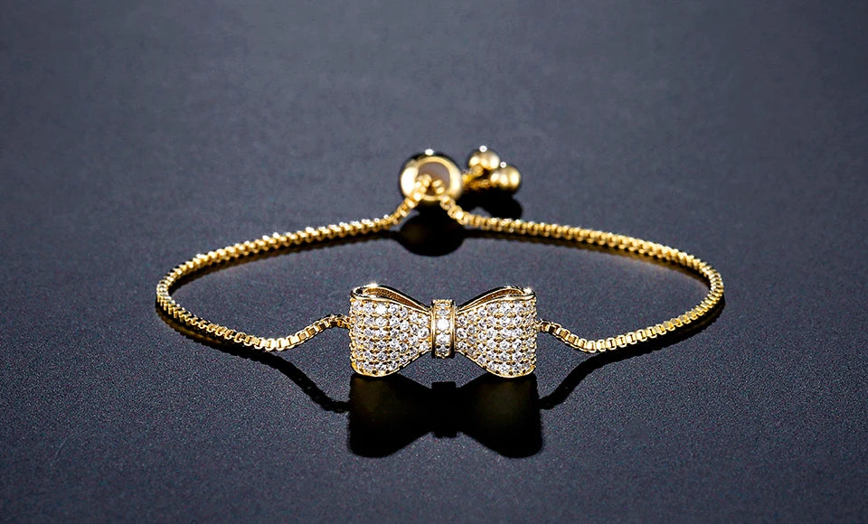 Fashion Bow Zirconia Crystal  Adjustable Bracelet & Bangle for Women