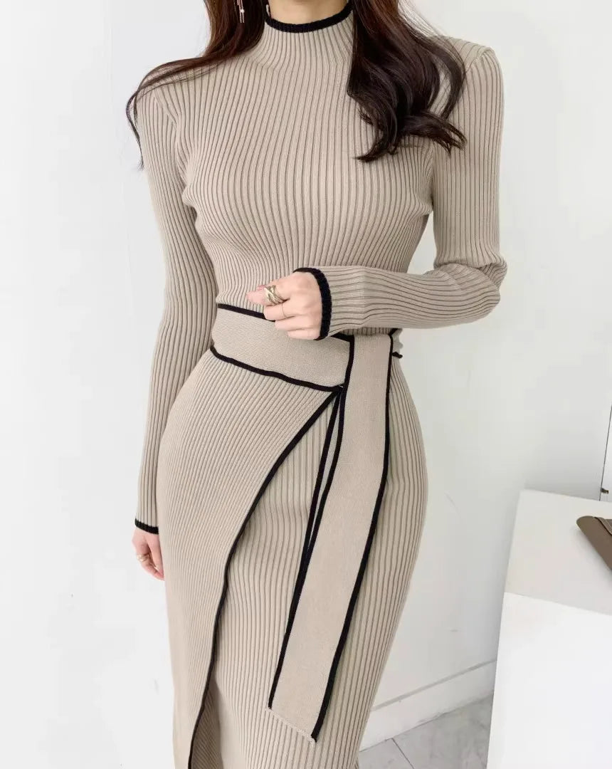 Long Dress  Fashion Khaki Black