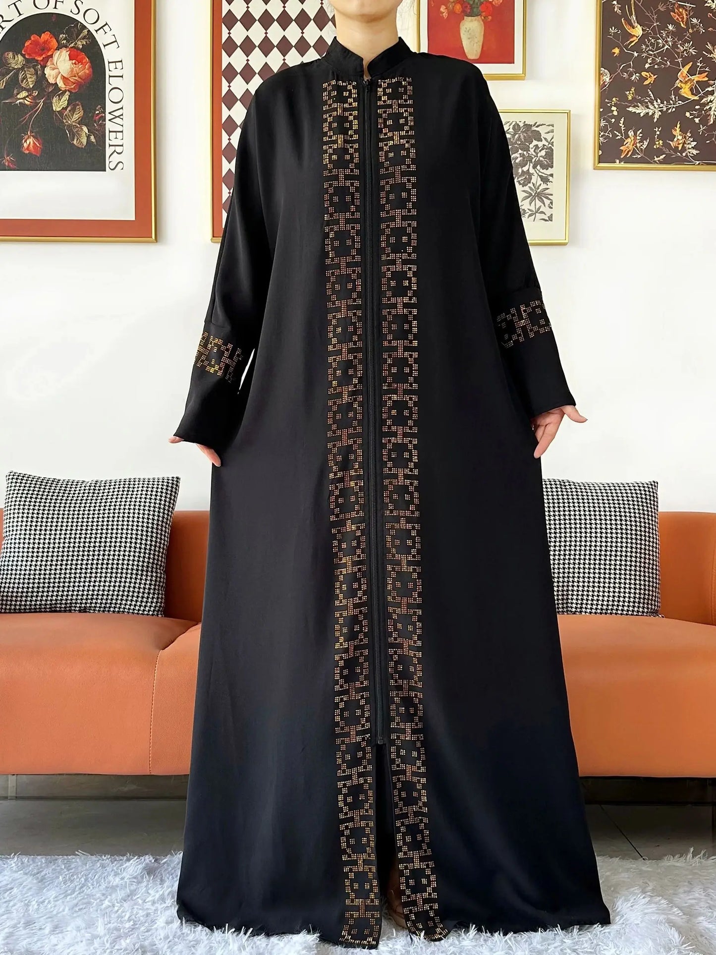 Muslim Ramadan Long Sleeve Dress Women Cardigan Open Abaya