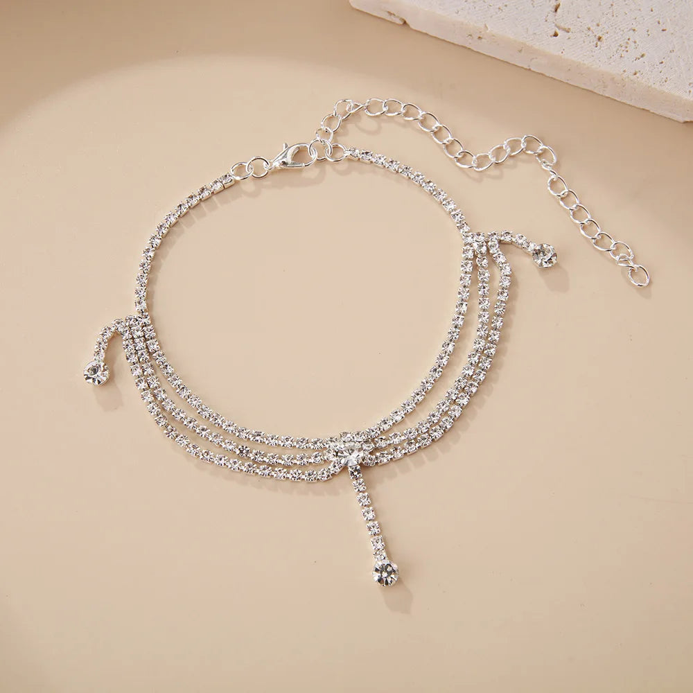 ZAKOL Fashion Shiny Crystal Anklet Bracelet for Women Silver Color