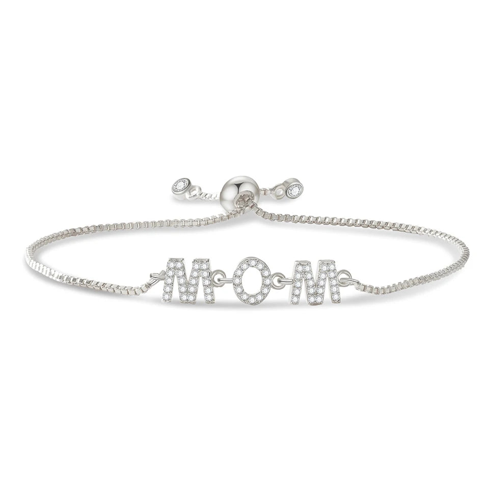 Exquisite Mom Letter CZ Bracelet for Women Sparkling