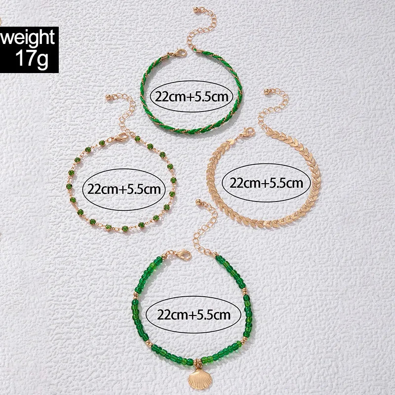 4-5pcs/Set Bohemian Woven Rope Foot Chain