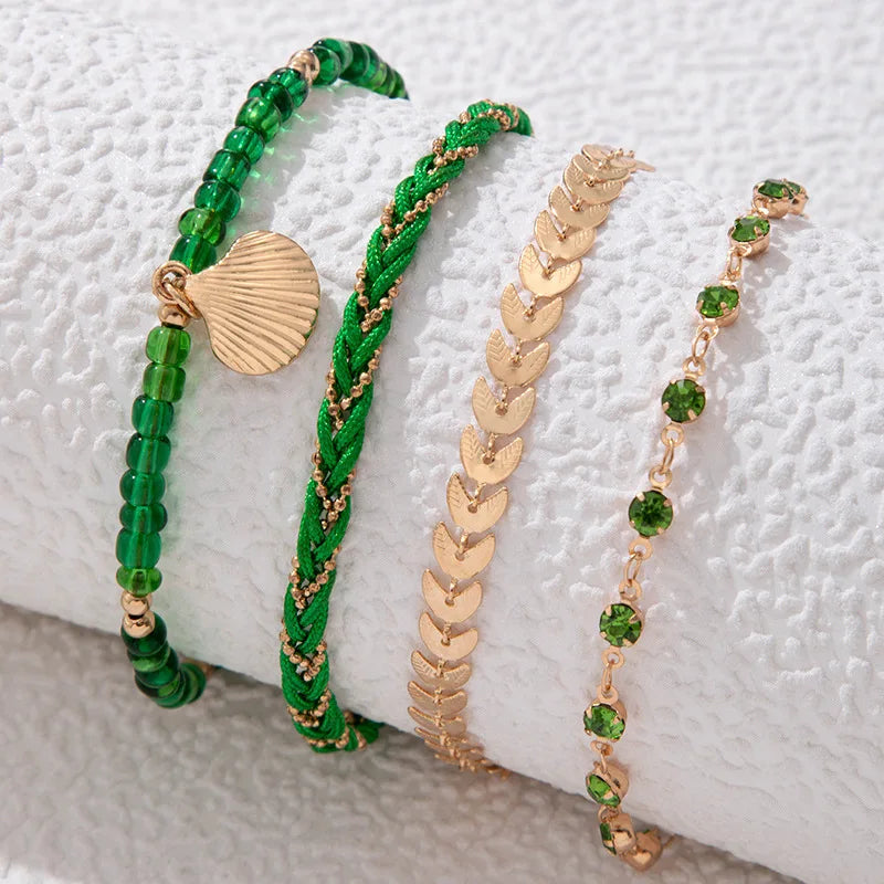 4-5pcs/Set Bohemian Woven Rope Foot Chain