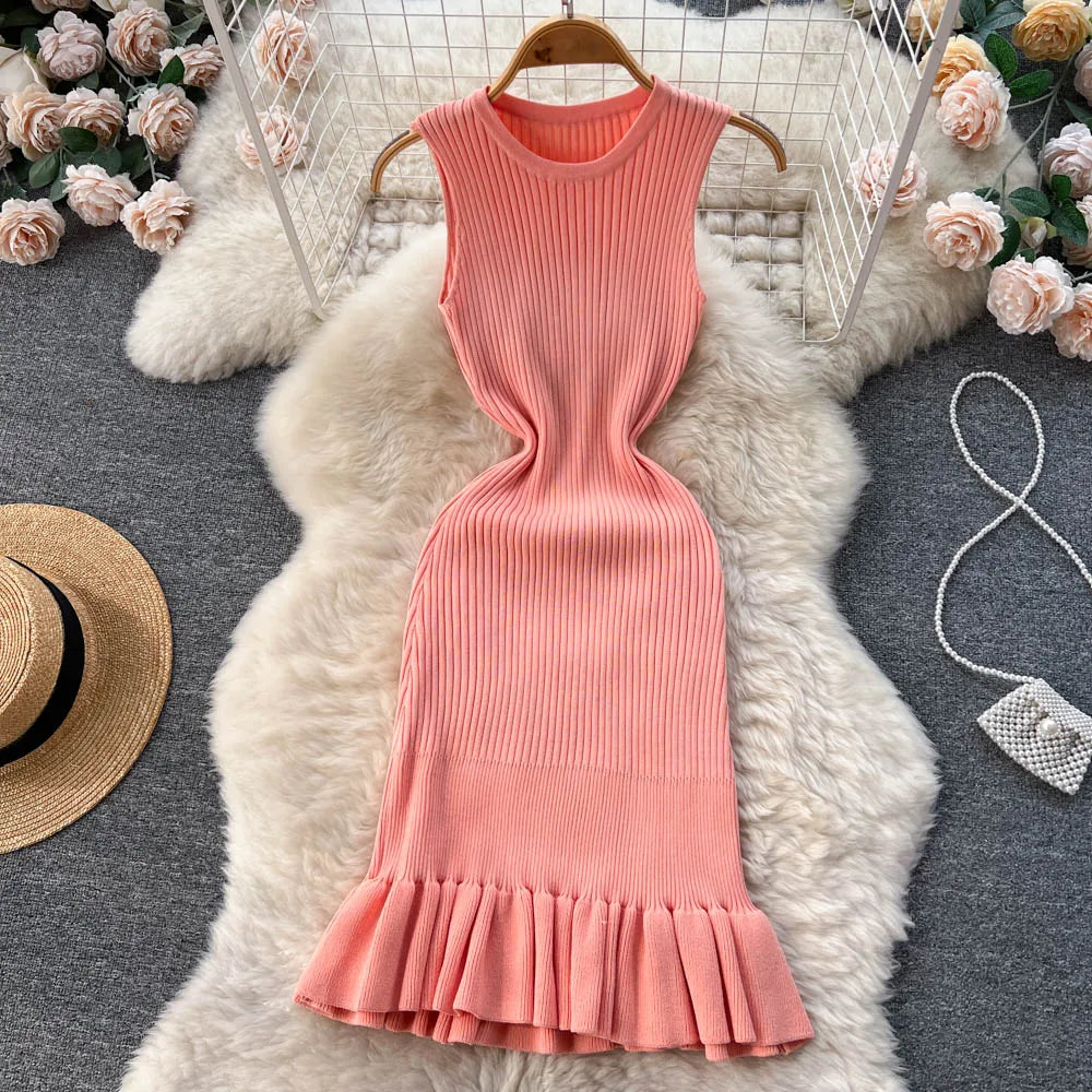 Dress Summer Fashion Y2K Knitted Bodycon Ladies Dress