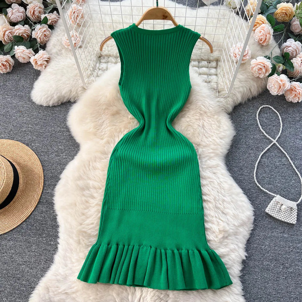 Dress Summer Fashion Y2K Knitted Bodycon Ladies Dress