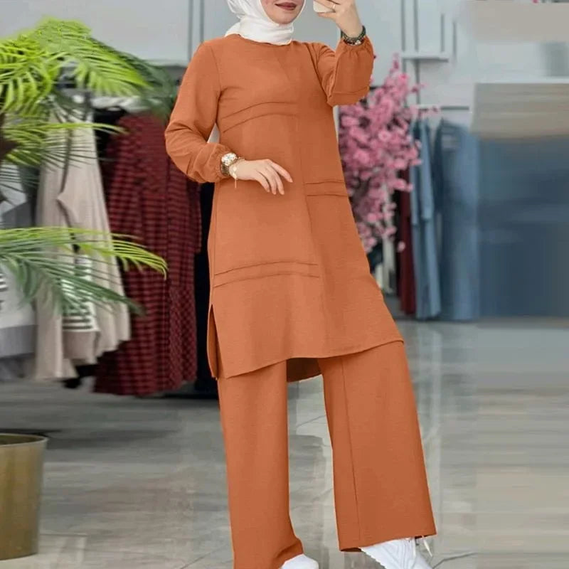 Ramadan Two Piece Sets Shirt Dress &Pants