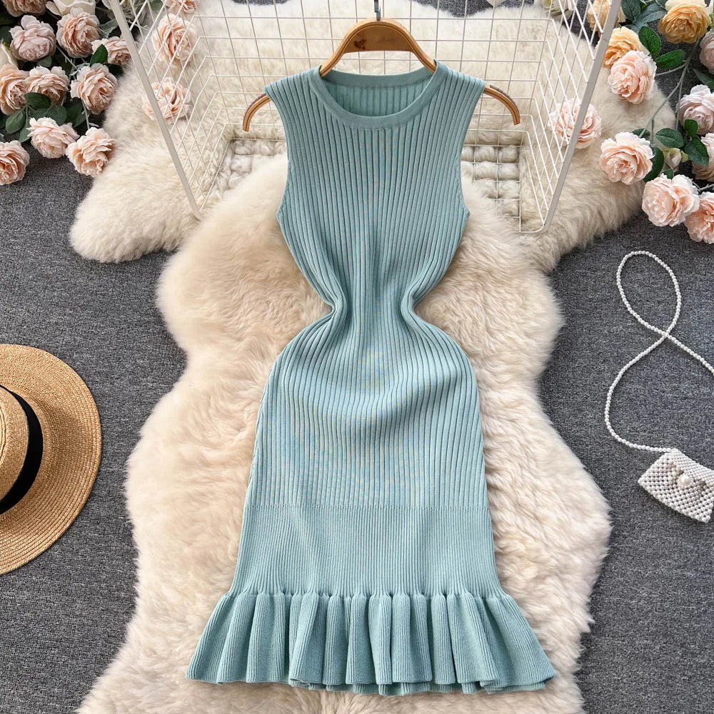 Dress Summer Fashion Y2K Knitted Bodycon Ladies Dress