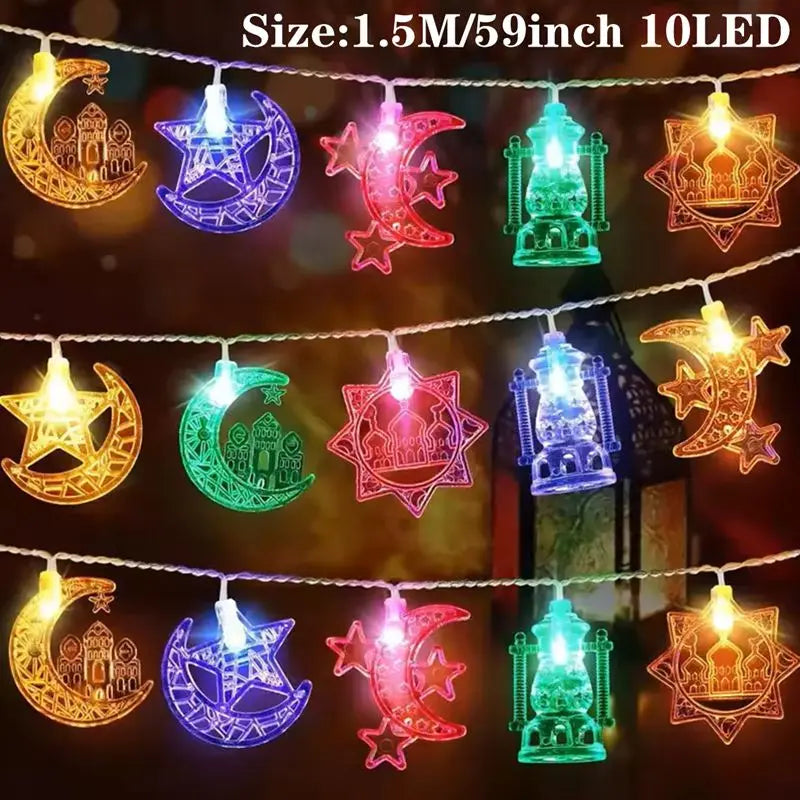 Moon Star Eid Mubarak String Light 2025 Ramadan Decoration For Home