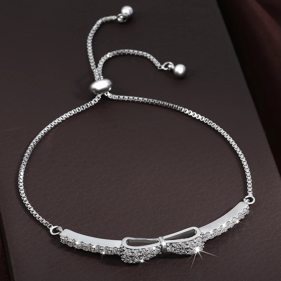 Fashion Bow Zirconia Crystal  Adjustable Bracelet & Bangle for Women