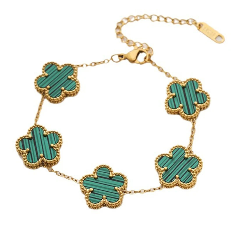 Trendy Lucky Clover Flower Stainless Steel Bracelets For Women Girl Romantic