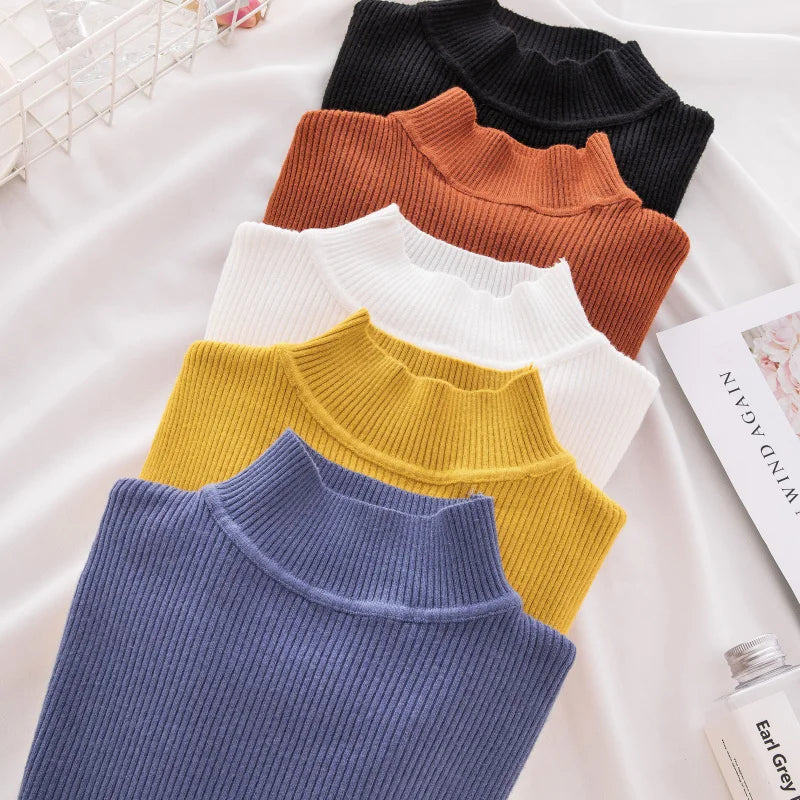 Turtleneck Sweater Women Knitted Soft