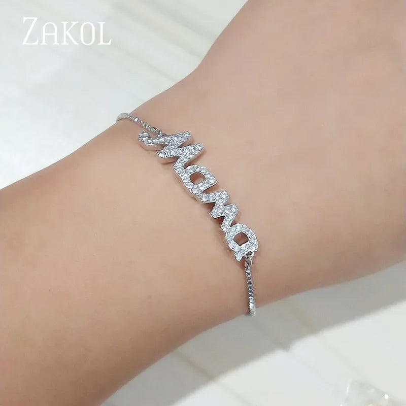 Exquisite Mom Letter CZ Bracelet for Women Sparkling