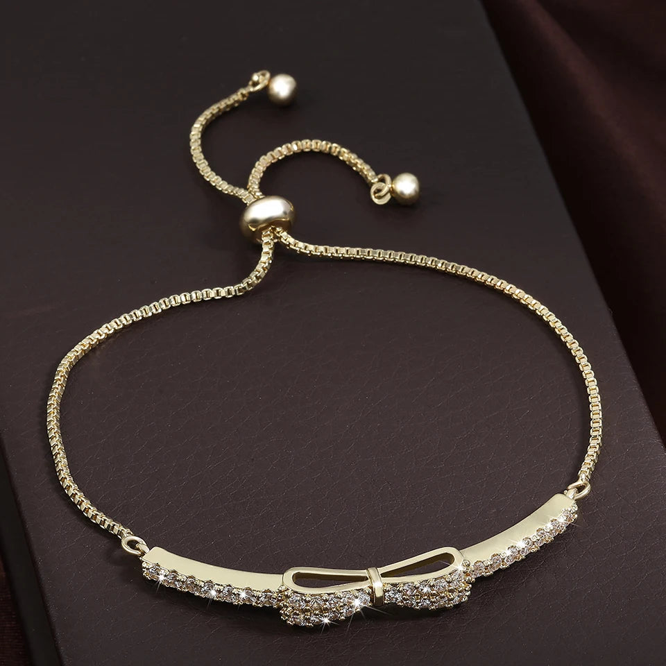 Fashion Bow Zirconia Crystal  Adjustable Bracelet & Bangle for Women