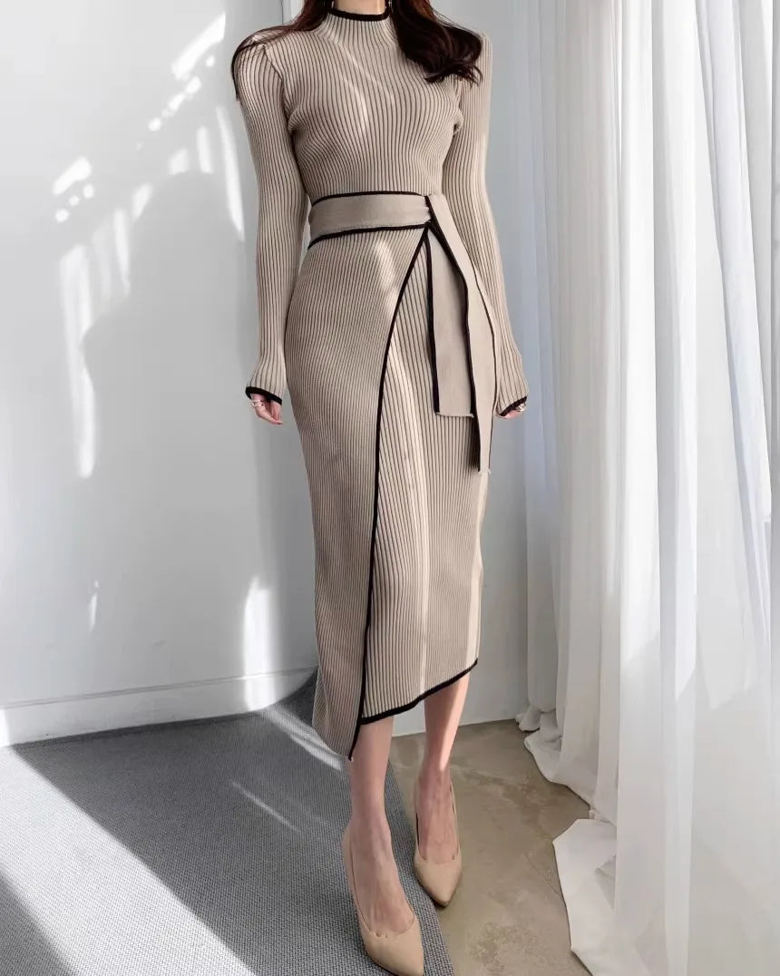 Long Dress  Fashion Khaki Black