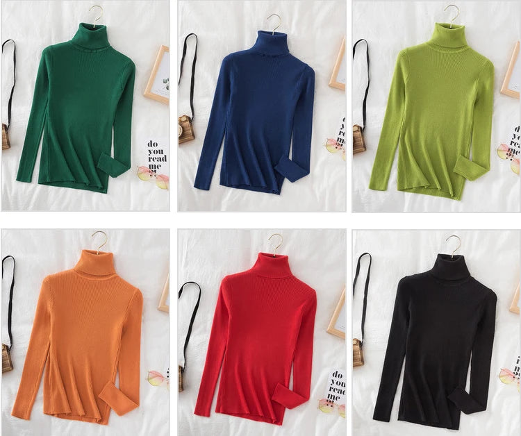 Turtleneck Sweater Women Knitted Soft