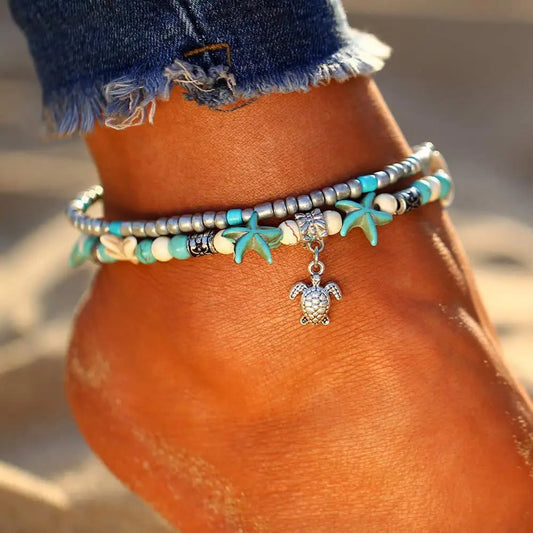 Bohemian Shell Starfish Summer Beach Anklets for Women