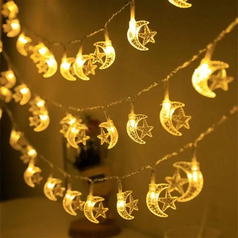 Moon Star Eid Mubarak String Light 2025 Ramadan Decoration For Home