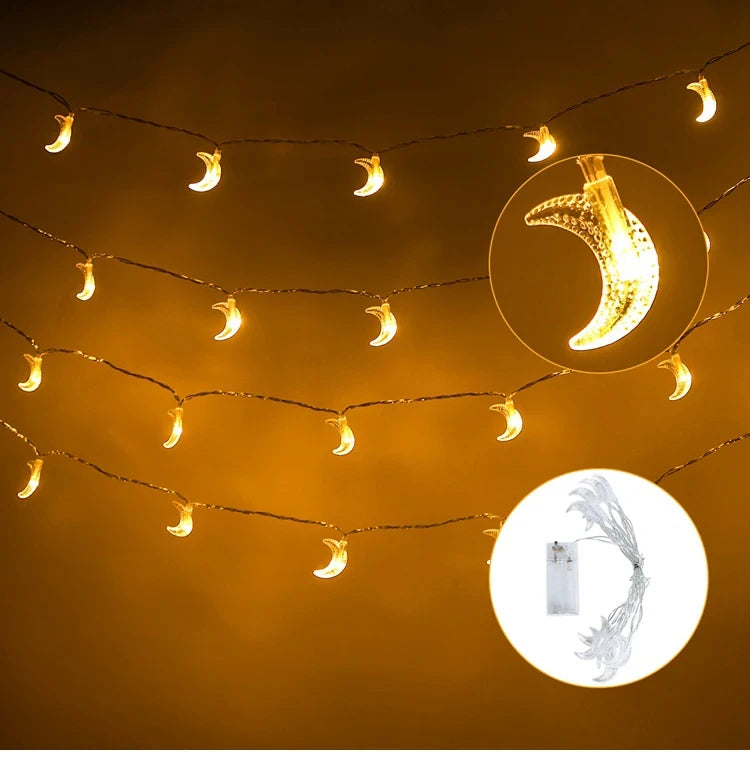 Moon Star Eid Mubarak String Light 2025 Ramadan Decoration For Home