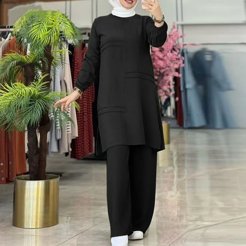 Ramadan Two Piece Sets Shirt Dress &Pants