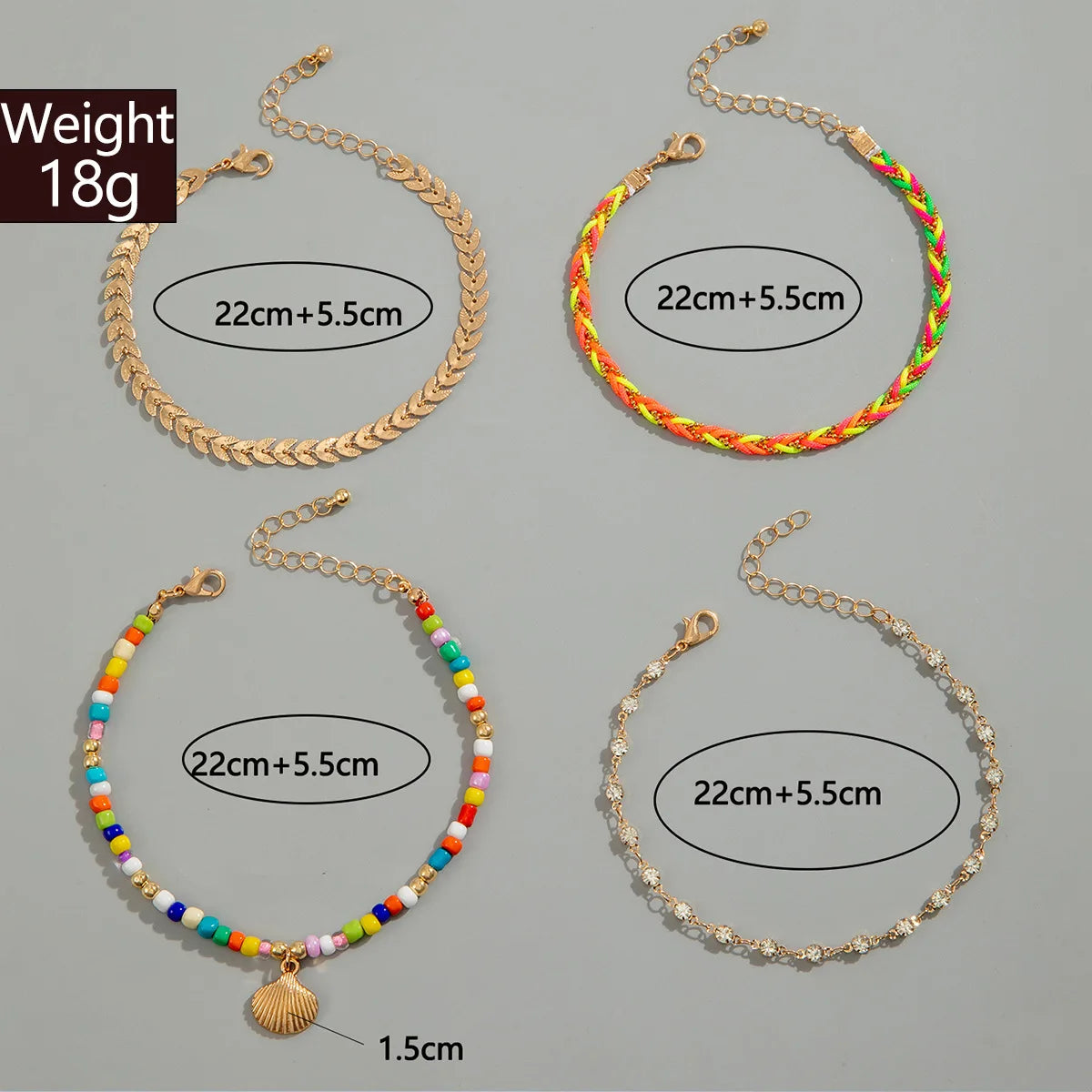 4-5pcs/Set Bohemian Woven Rope Foot Chain