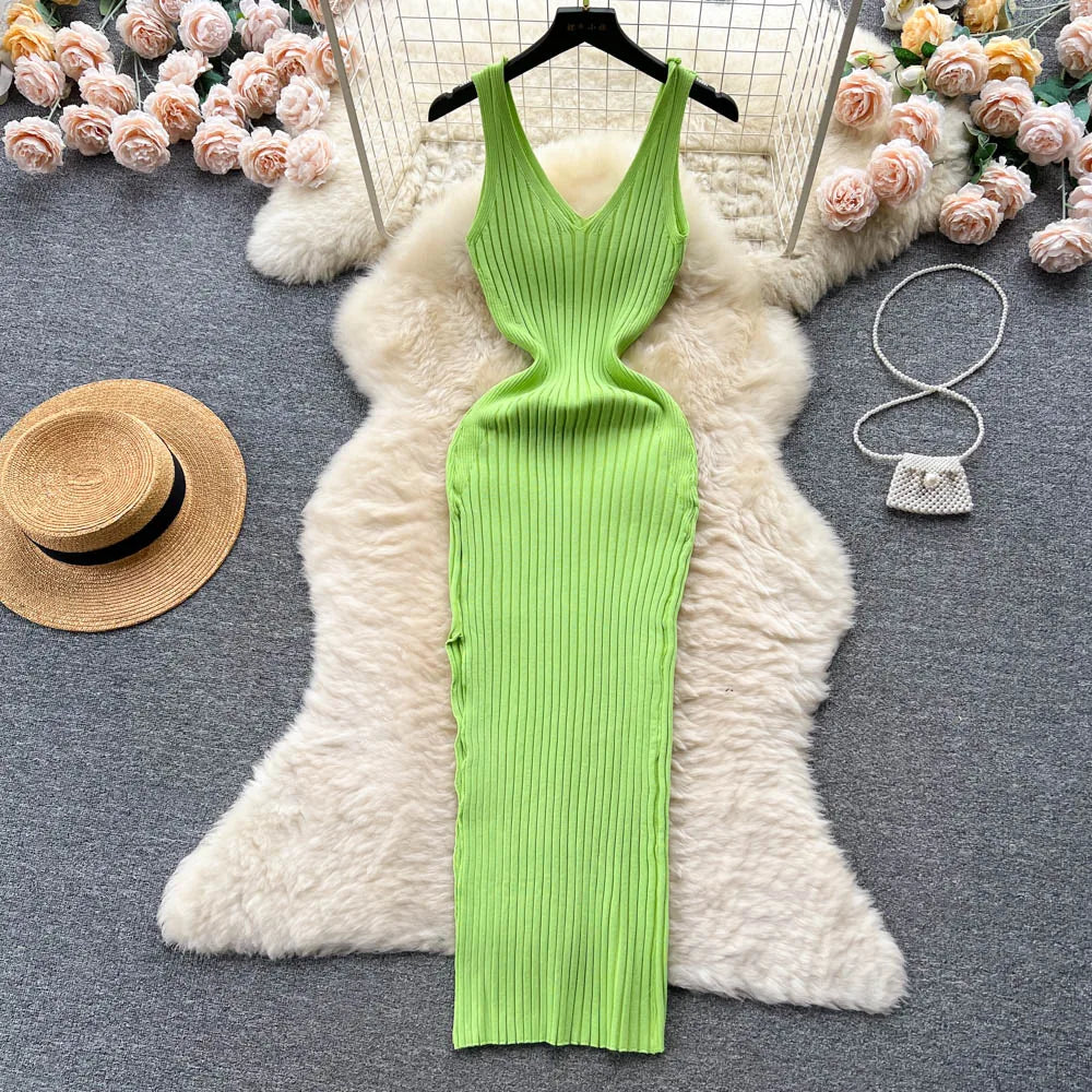 Autumn Dress Women Slim Elastic Bodycon Long Dress Streetwear Outfits