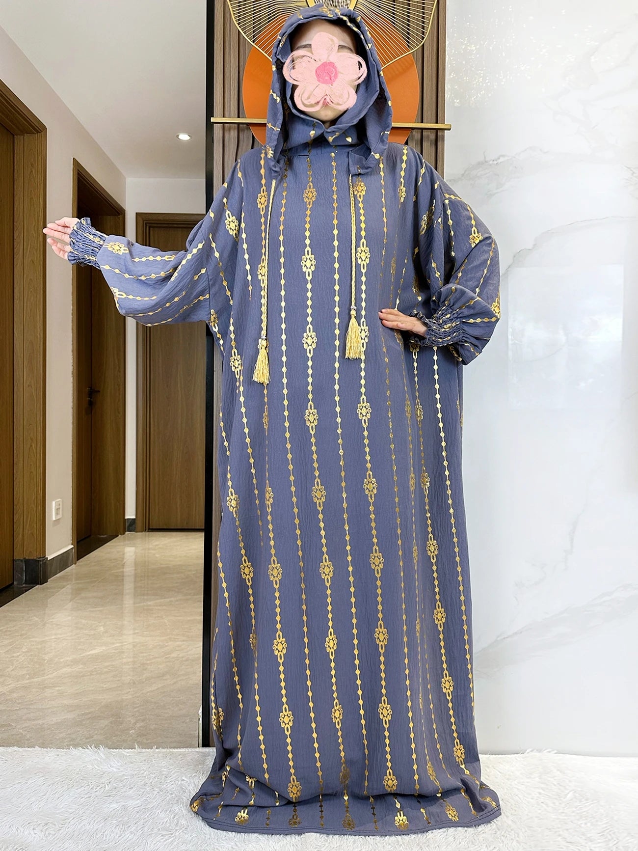 New Cotton Ramadan Muslim Two-Hat Abaya Dubai Turkey Islam Prayer Clothes