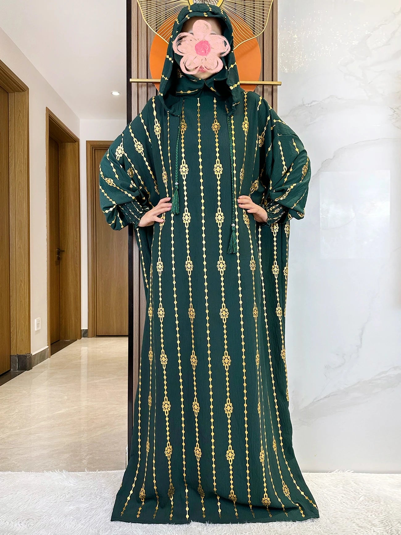 New Cotton Ramadan Muslim Two-Hat Abaya Dubai Turkey Islam Prayer Clothes