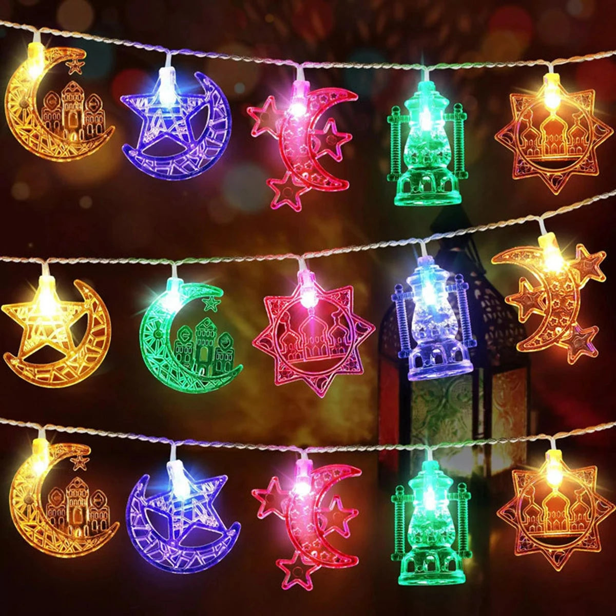 Moon Star Eid Mubarak String Light 2025 Ramadan Decoration For Home