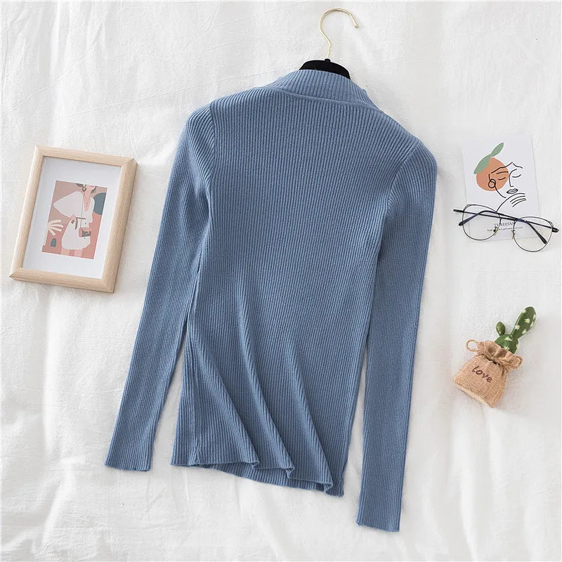 Turtleneck Sweater Women Knitted Soft