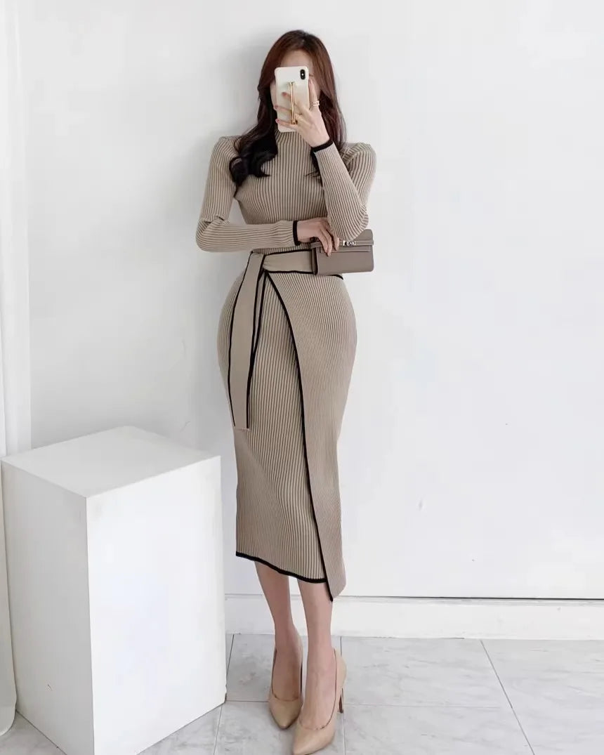 Long Dress  Fashion Khaki Black