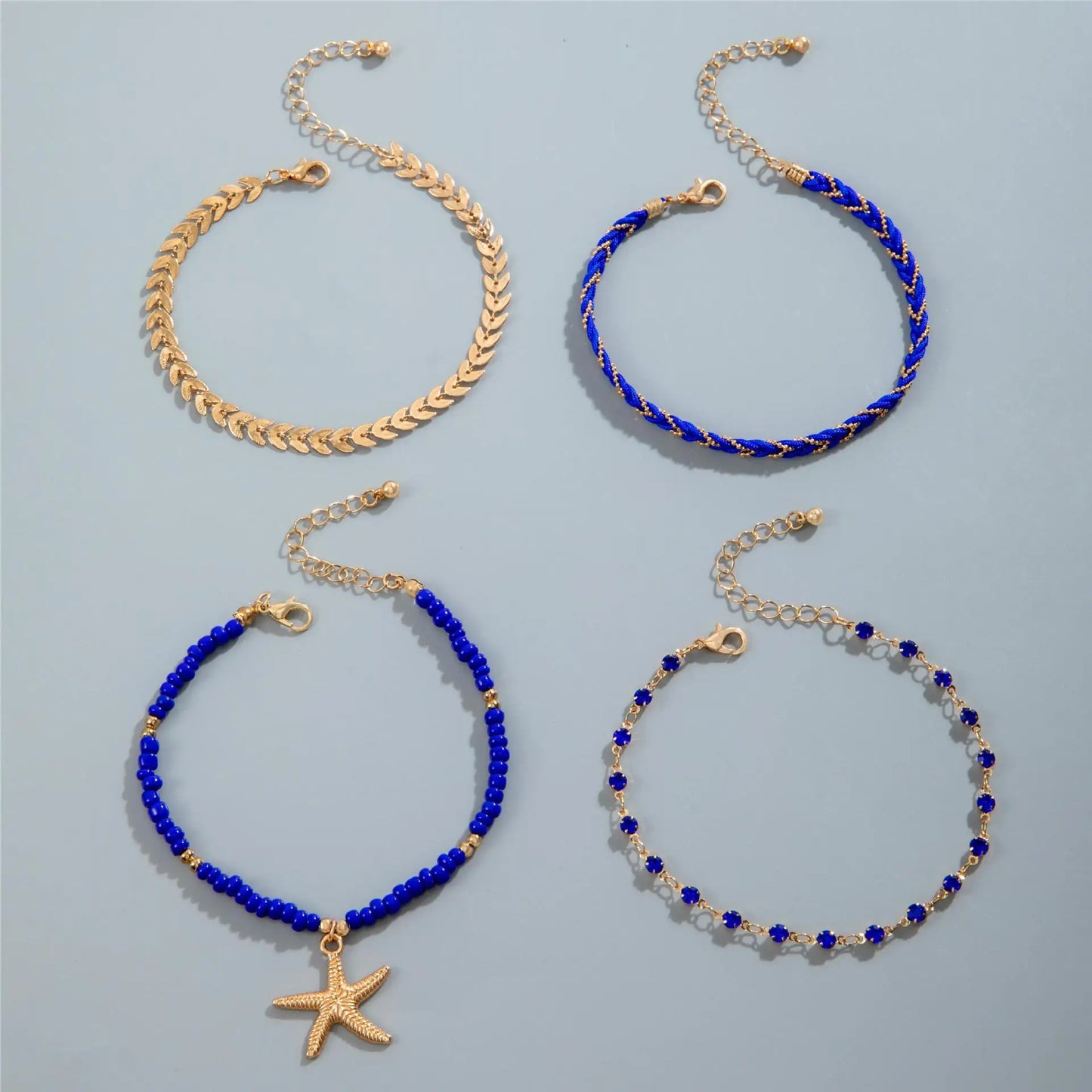 4-5pcs/Set Bohemian Woven Rope Foot Chain