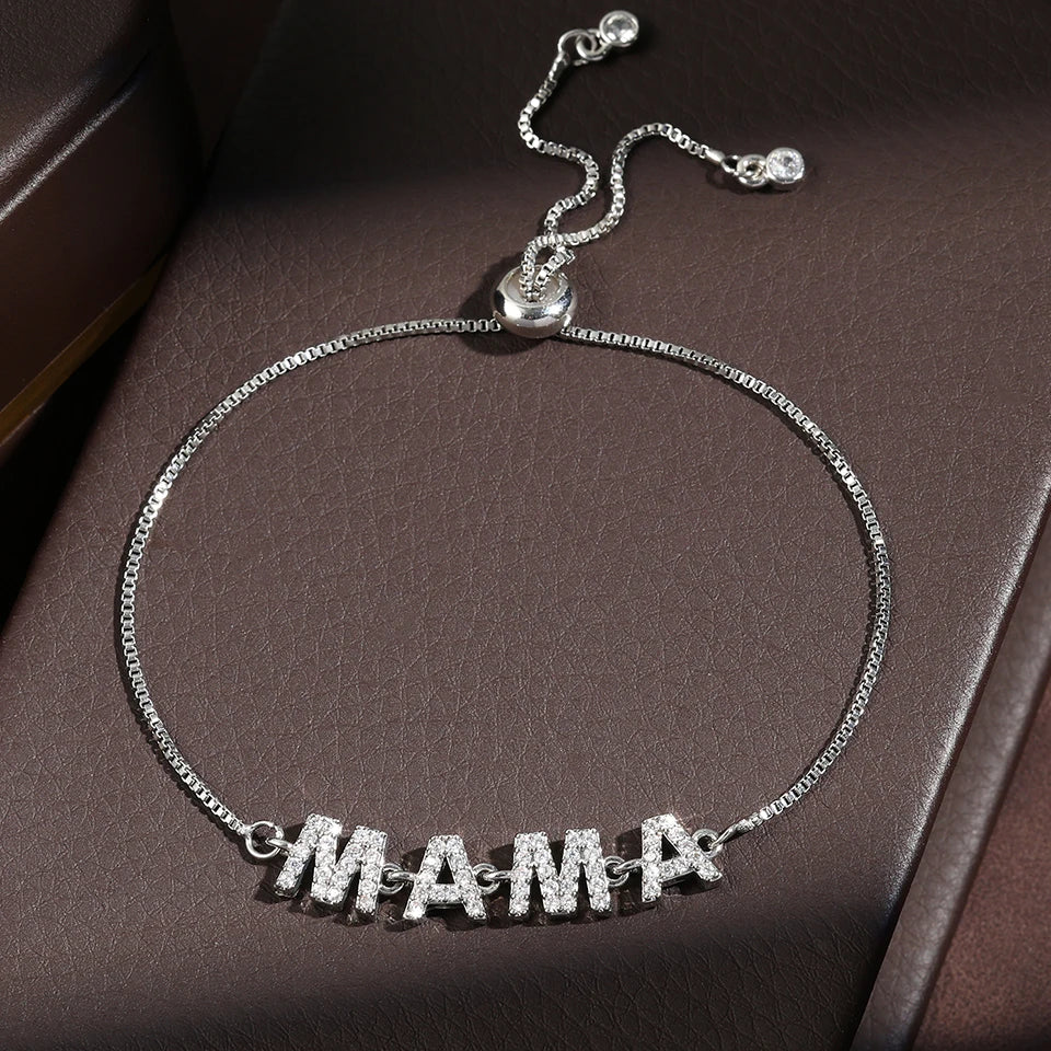 Exquisite Mom Letter CZ Bracelet for Women Sparkling