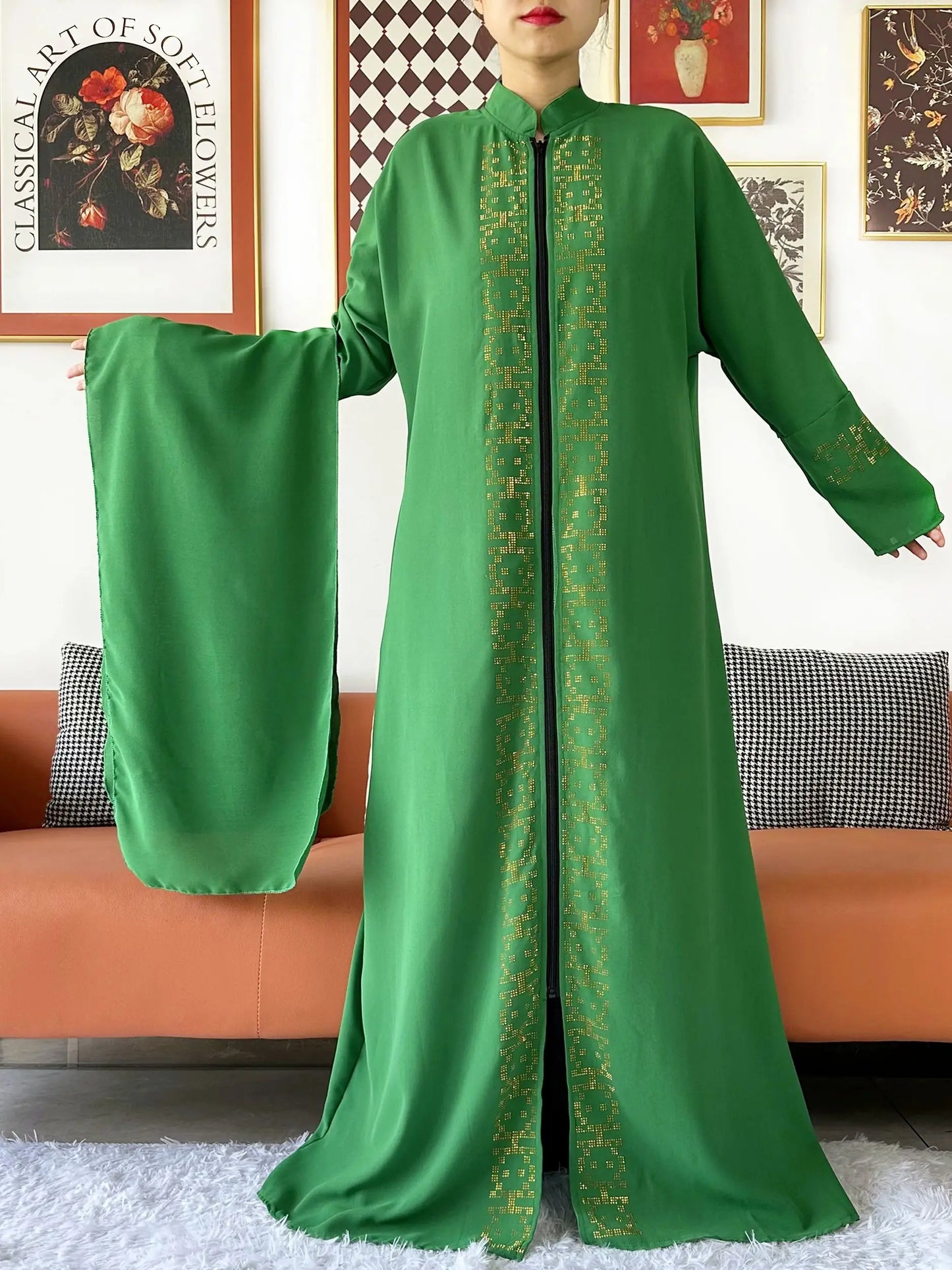 Muslim Ramadan Long Sleeve Dress Women Cardigan Open Abaya