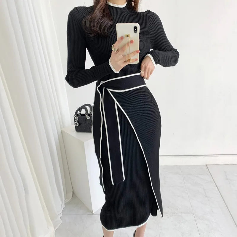 Long Dress  Fashion Khaki Black