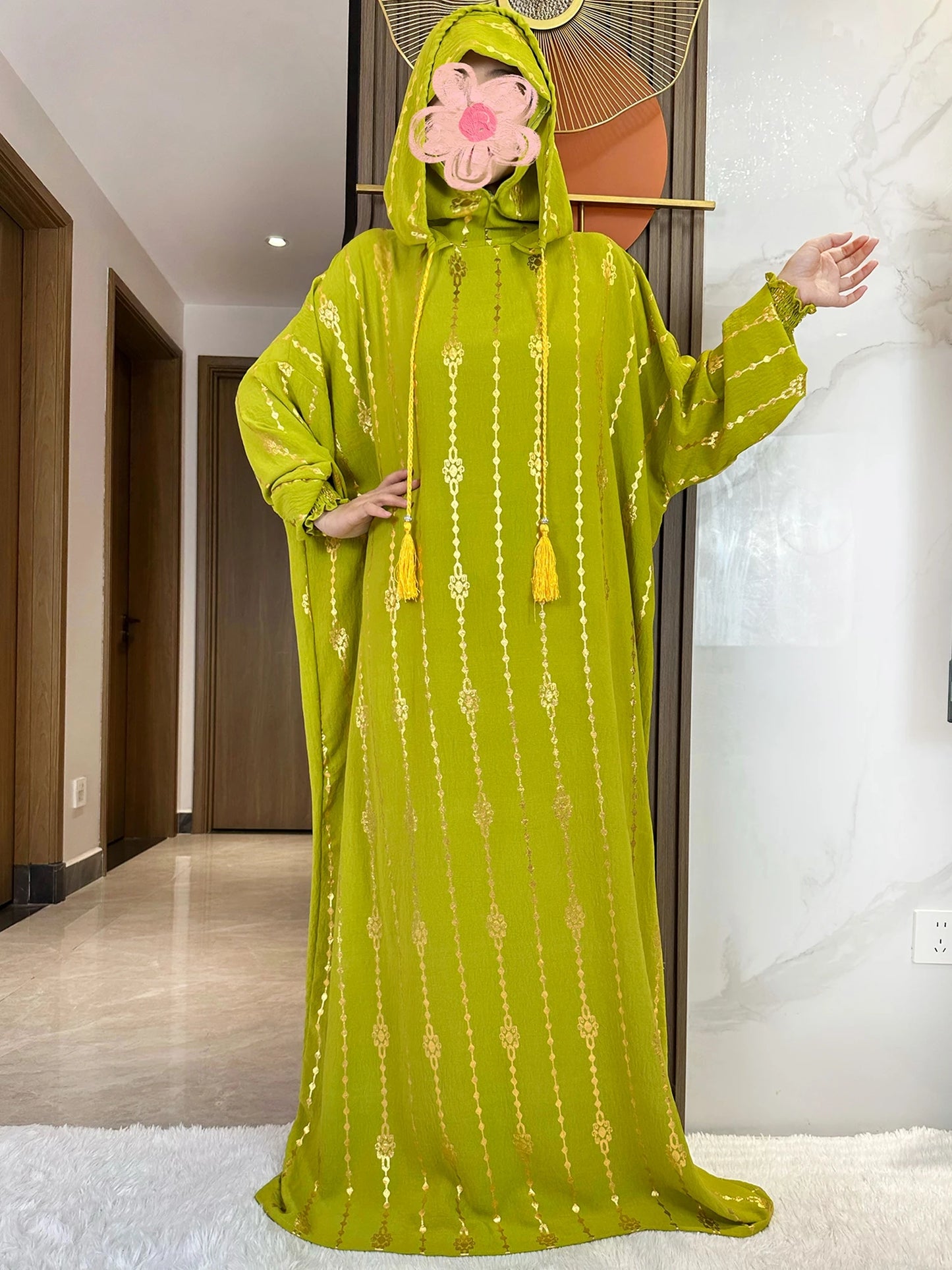 New Cotton Ramadan Muslim Two-Hat Abaya Dubai Turkey Islam Prayer Clothes