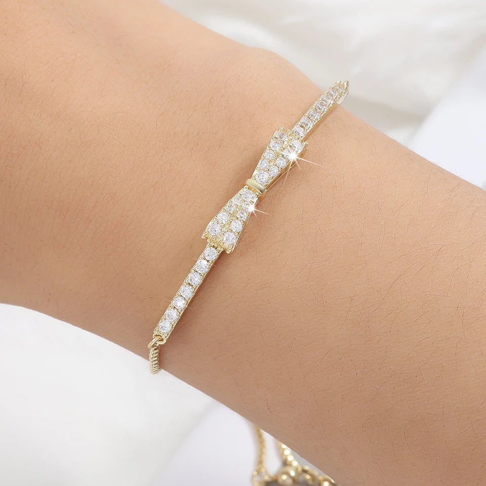 Fashion Bow Zirconia Crystal  Adjustable Bracelet & Bangle for Women